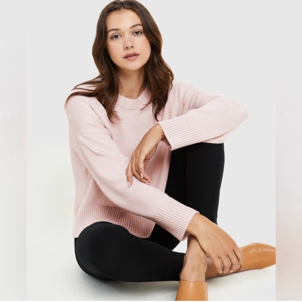 Quince organic cotton boyfriend crewneck sweater pink